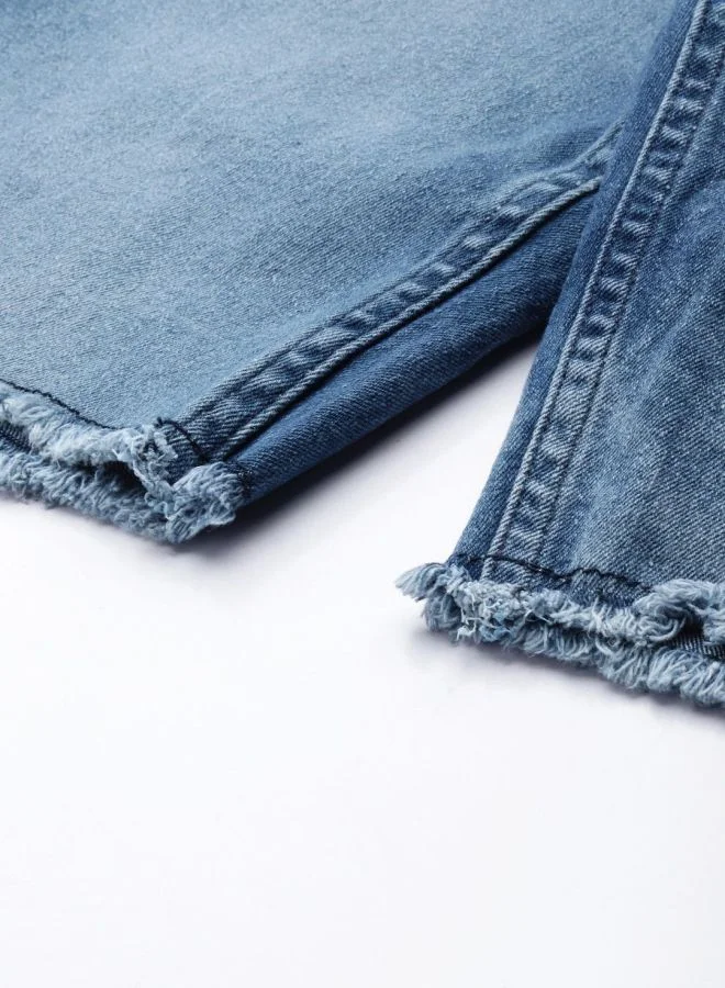 The Indian Garage Co Men Slim Fit Solid Mid-Rise Denim Shorts