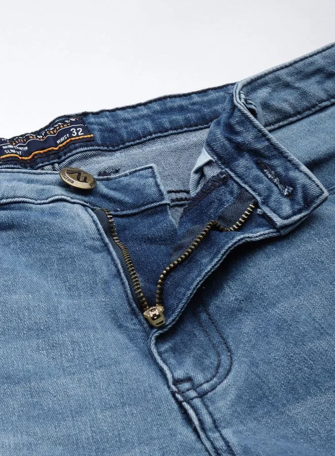 The Indian Garage Co Men Slim Fit Solid Mid-Rise Denim Shorts