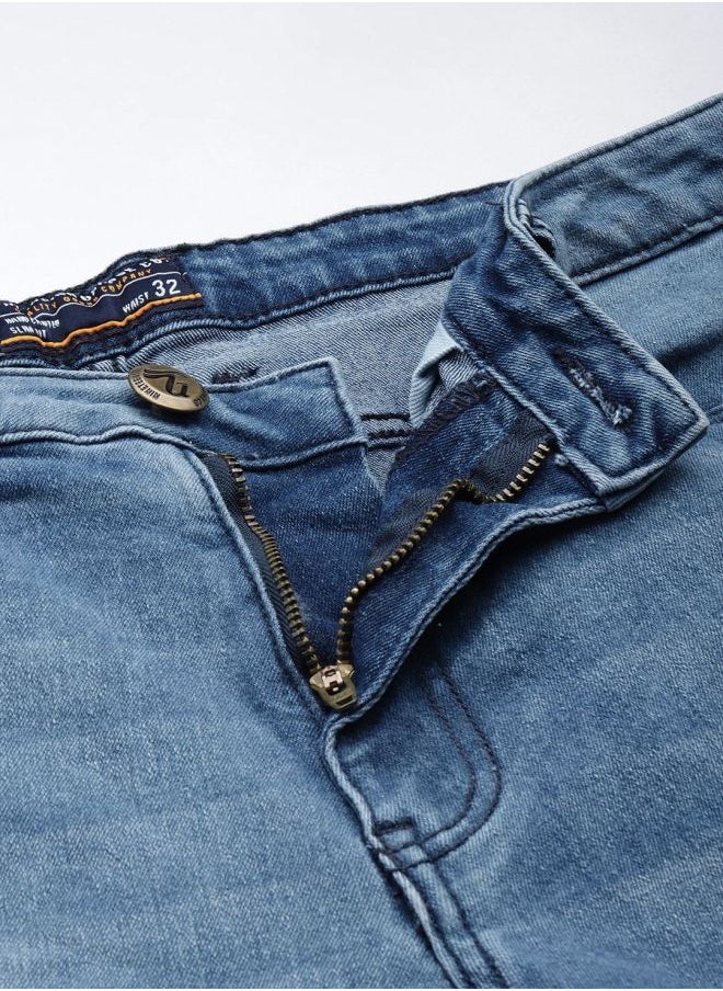 The Indian Garage Co Men Slim Fit Solid Mid-Rise Denim Shorts  - Image 3
