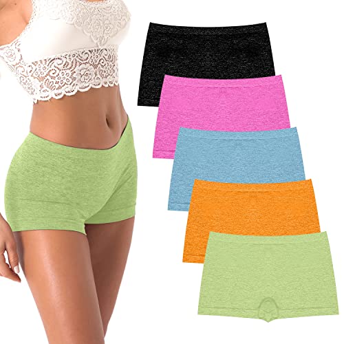R RUXIA Women's Boyshorts Underwear Seamless Boy Shorts Panties Soft Stretch Boxer Briefs 5 Packs(Regular & Plus Size) - Image 1