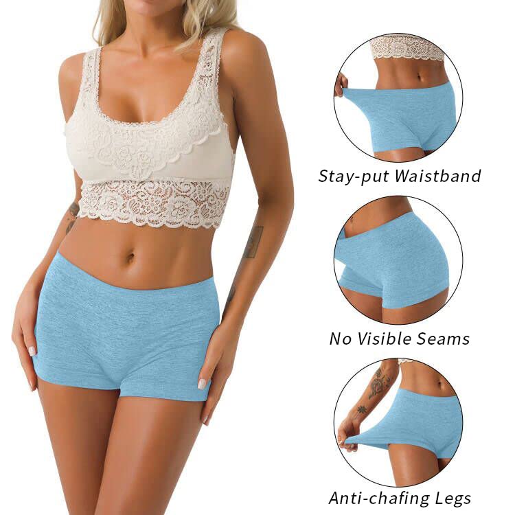 R RUXIA Women's Boyshorts Underwear Seamless Boy Shorts Panties Soft Stretch Boxer Briefs 5 Packs(Regular & Plus Size) - Image 2