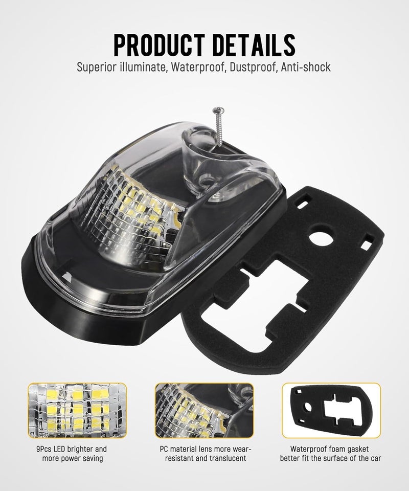 Partsam 5PCS Clear Lens Cab Marker Lights 264343CL White LED Clearance Top Roof Running Lights Assembly Compatible with F250 F350 F450 F550 Full LED Cab Roof Marker Light Kit 2017-2021 Super Duty - Image 2