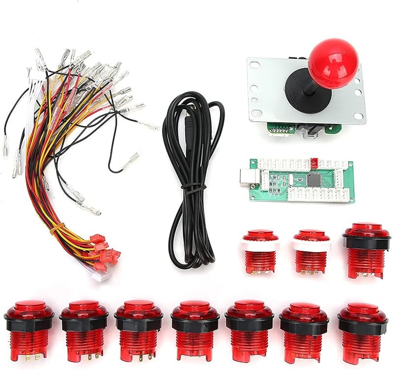 Red DIY Game Joystick Set for Windows Easy Installation Smooth Gaming Experience - Image 2