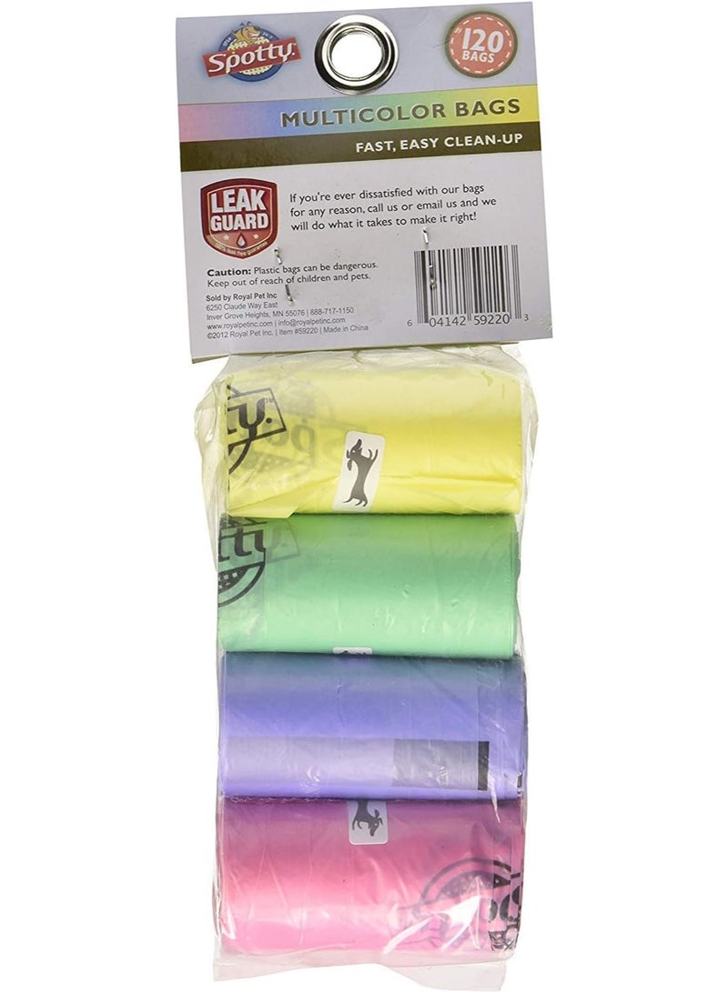 Spotty Leak-Proof, Easy Tear Off Refill Rolls, Disposable Pet Dog Poop Bags to Go for Waste Pickup, Multicolor, 120 ct, 8" x 15" - Image 3