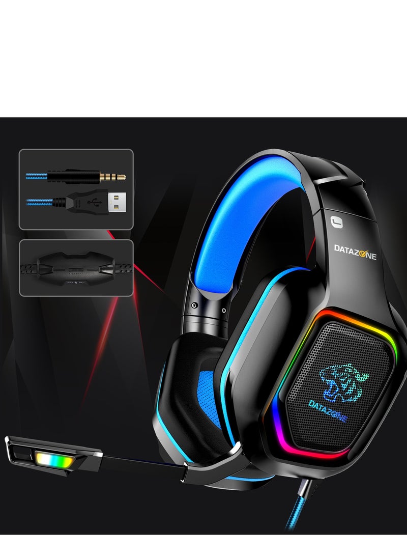 سماعه قيمنق سلكية RGB احترافية مع عازل ضوضاء و صوت محيطي عالي الدقة مناسبة لأجهزة الPS5 , PS4 ،PC, XBOX بجودة عالية  سماعه قيمنق صُممت خصيصًا لعشاق الألعاب