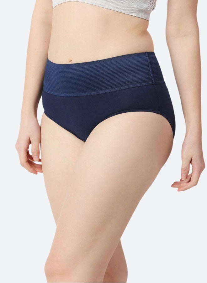 Red Rose RedRose Pack of 2 Mid Rise Comfortable Broad Belt Tummy Briefs in Blue and Maroon - Image 4