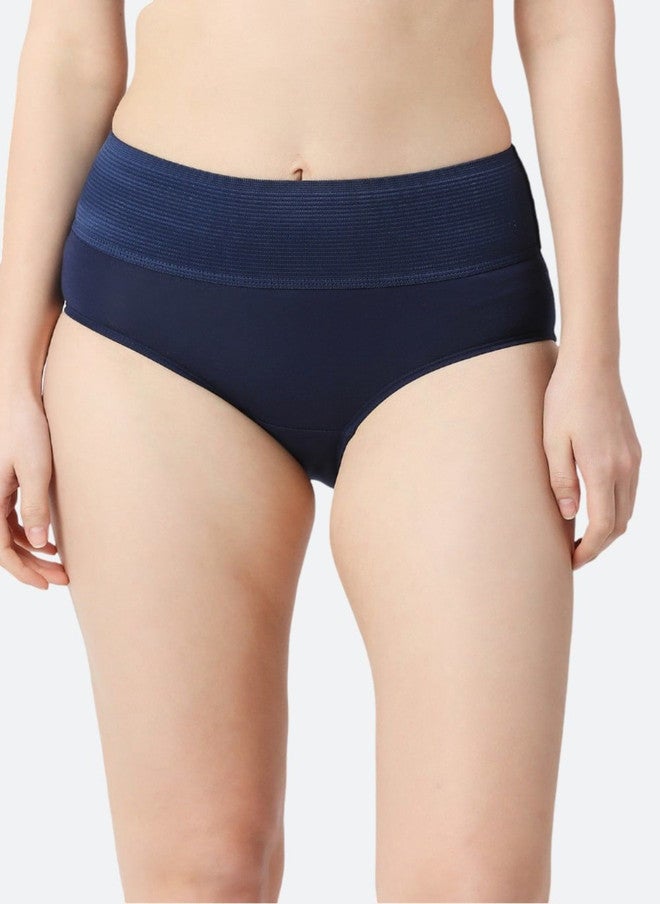 Red Rose RedRose Pack of 2 Mid Rise Comfortable Broad Belt Tummy Briefs in Blue and Maroon - Image 2