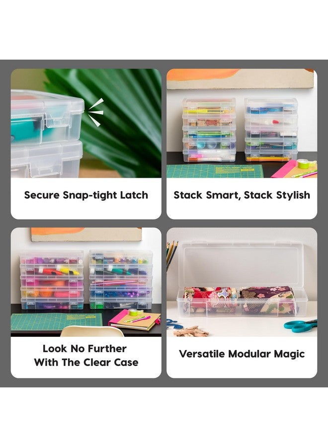 IRIS USA Plastic Pencil Case Box Craft Hobby Art School Supply Storage Organizer Container with Latching Lid, 10-Pack, for Bead Pens Ribbons Wahi Tape Sticker Yarn Ornaments, Stackable, Clear, Medium - Image 3