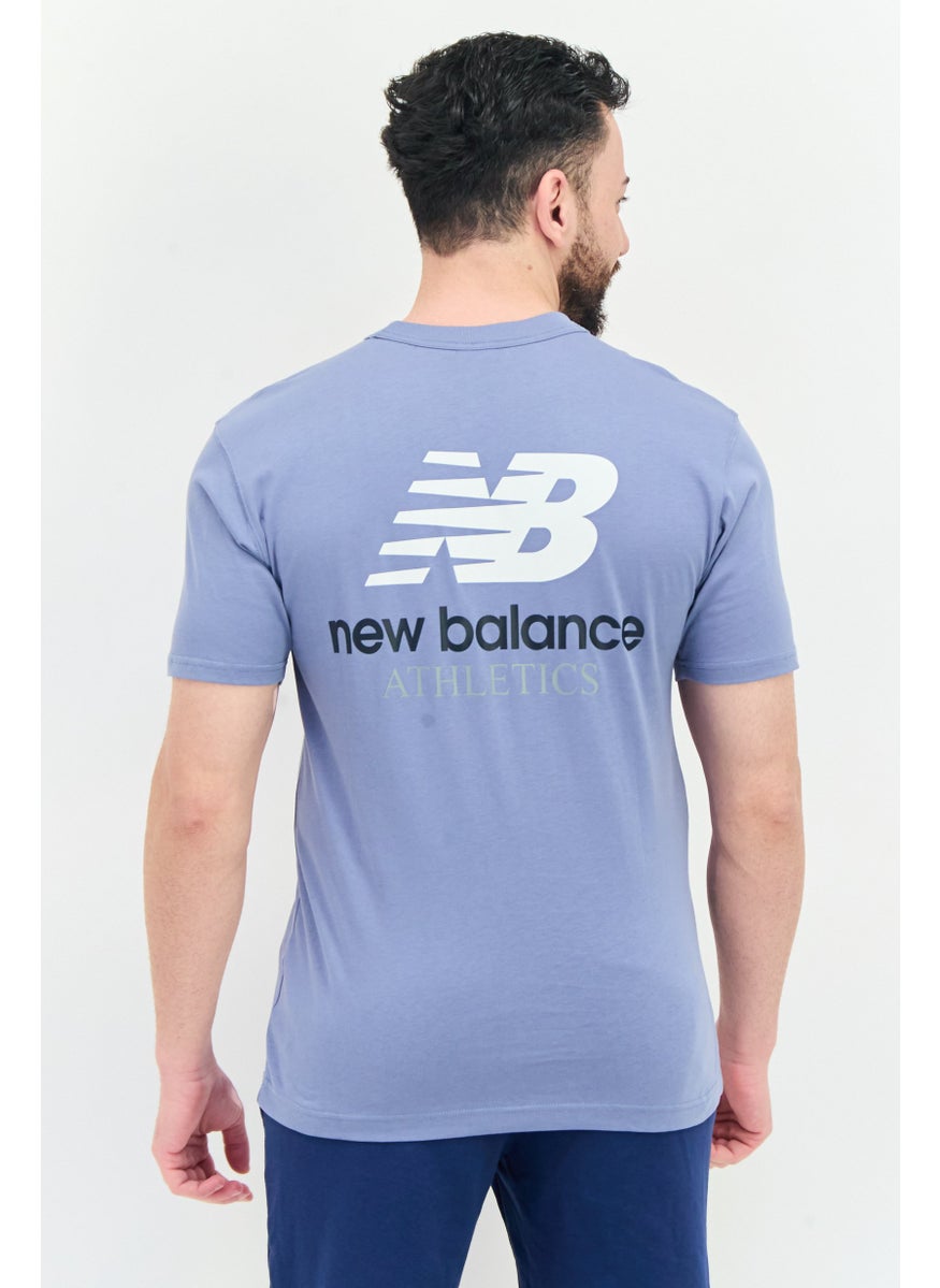 New Balance Men Sportswear Fit Short Sleeve Outdoor T Shirt, Slate Blue  - Image 2
