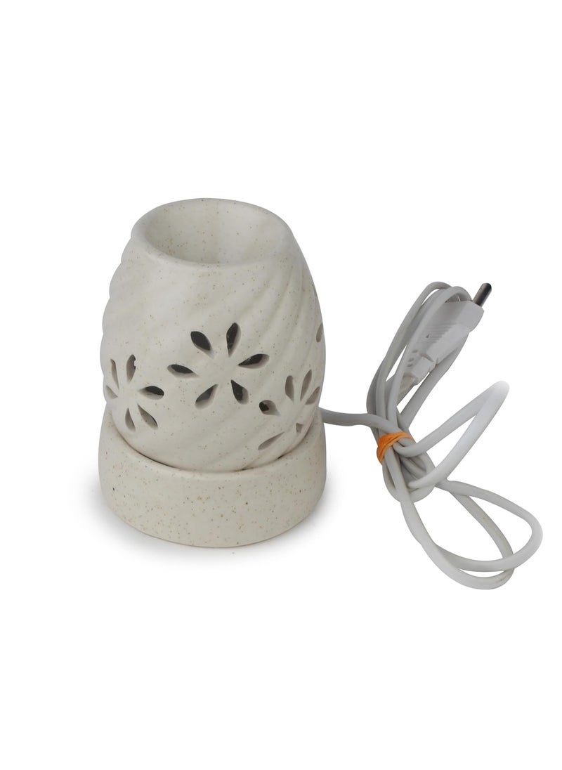 OMFOO Omfoo Ceramic Electric Diffuser for Aromatherphy Air Freshner Oil Burner Damru Shaped Diffuser Decorative Gifting Item for Home Office SPA Shop Hotal Bathroom 10 ml Oil Jasmine  - Image 5
