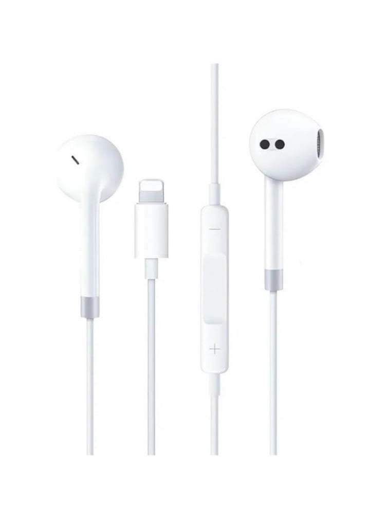 Wired Earbuds with Lightning Connector & Microphone – Stereo Headphones with Built-in Volume Control, High Bass Sound, Compatible with iPhone 14 Pro Max, 14, 13 Pro Max, 12 Pro Max, 11 Pro Max, iPhone X, iPad – White