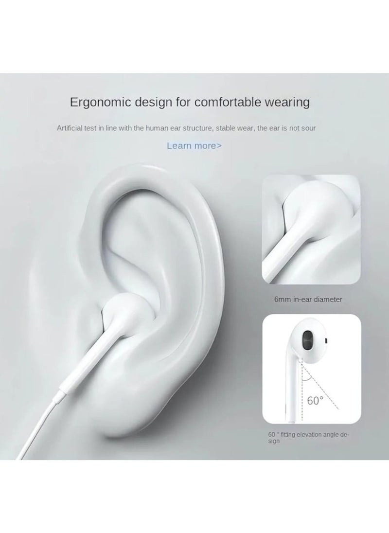 Wired Earbuds with Lightning Connector & Microphone – Stereo Headphones with Built-in Volume Control, High Bass Sound, Compatible with iPhone 14 Pro Max, 14, 13 Pro Max, 12 Pro Max, 11 Pro Max, iPhone X, iPad – White
