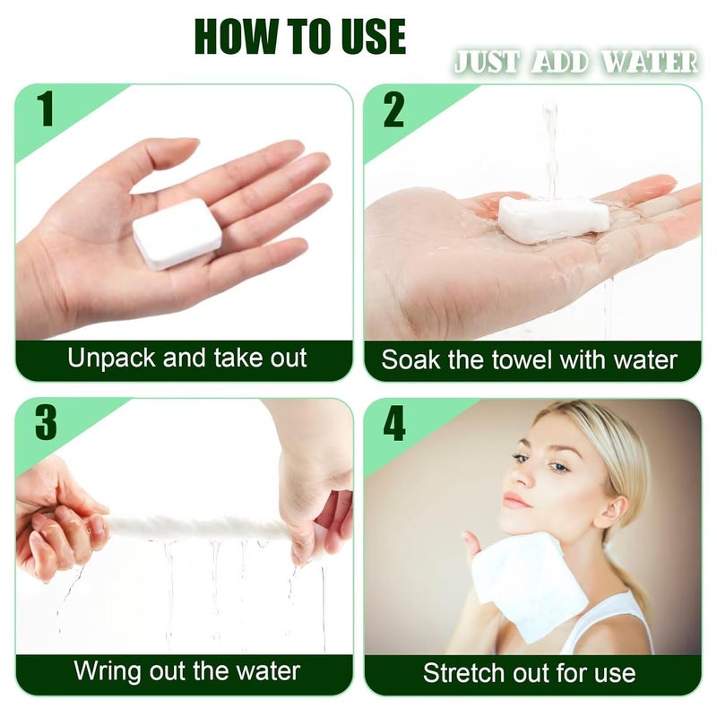 Fancyou Compressed Disposable Face Towel Large,Soft Facial Cleansing Cloths Towelettes,Thicken Washcloth Compact Portable Wash Cotton Wipes Tablets for Beauty Salon,Personal Care,Travel(20PCS Green) - Image 5