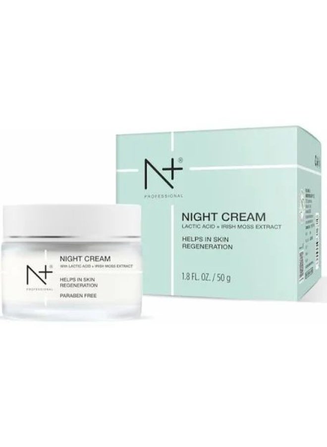 N Plus Professional Night Cream – Enriched with Lactic Acid, Irish Moss Extract & Cinnamon Extract, Soothes & Hydrates Skin Overnight, Promotes Skin Cell Renewal, 50ml