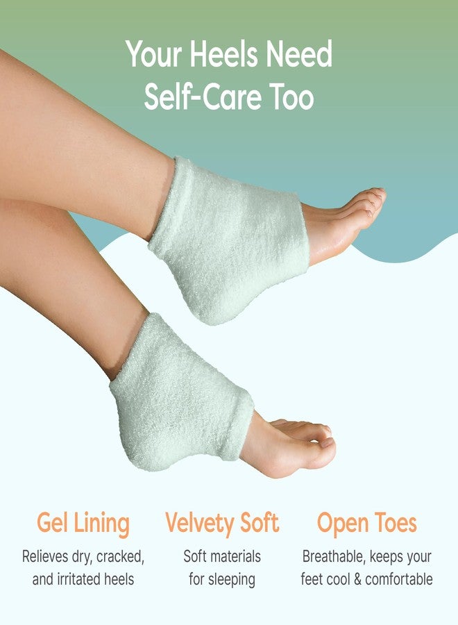 ZenToes Moisturizing Socks for Cracked Heel Treatment - Vitamin E, Olive Oil and Jojoba Oil Infused Heel Socks to Soften and Hydrate (Fuzzy Mint Green, Regular) - Image 5