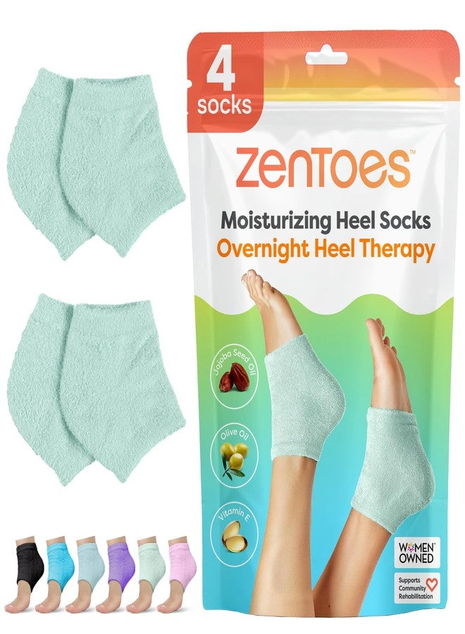 ZenToes Moisturizing Socks for Cracked Heel Treatment - Vitamin E, Olive Oil and Jojoba Oil Infused Heel Socks to Soften and Hydrate (Fuzzy Mint Green, Regular) - Image 1