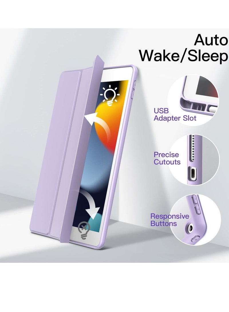 جي تيك جراب لجهاز iPad مقاس 10.2 بوصة (الجيل التاسع / الثامن / السابع) مع حامل أقلام رصاص شفاف وغطاء خلفي شفاف وحامل رفيع وغطاء تابلت مقاوم للصدمات - Image 2