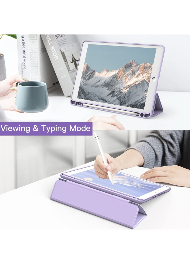 جي تيك جراب لجهاز iPad مقاس 10.2 بوصة (الجيل التاسع / الثامن / السابع) مع حامل أقلام رصاص شفاف وغطاء خلفي شفاف وحامل رفيع وغطاء تابلت مقاوم للصدمات - Image 4
