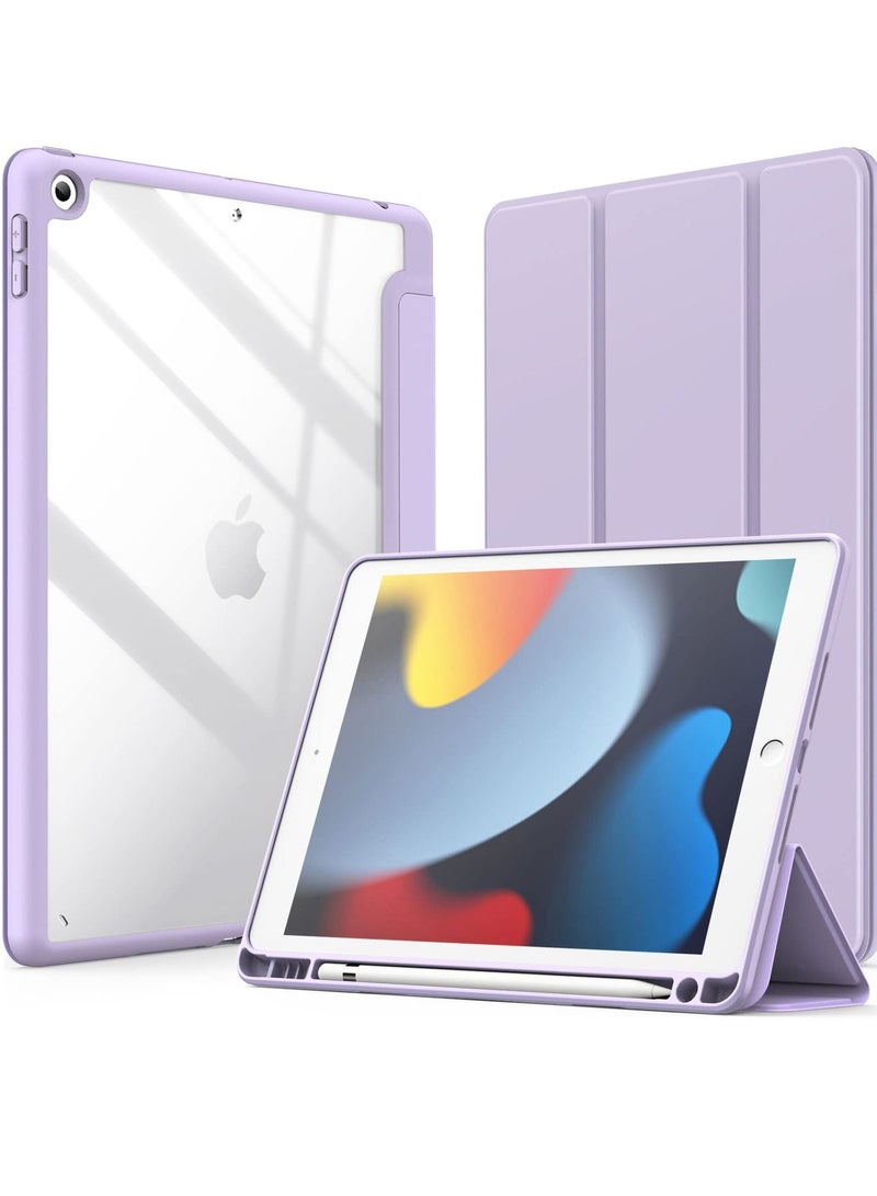 جي تيك جراب لجهاز iPad مقاس 10.2 بوصة (الجيل التاسع / الثامن / السابع) مع حامل أقلام رصاص شفاف وغطاء خلفي شفاف وحامل رفيع وغطاء تابلت مقاوم للصدمات - Image 1