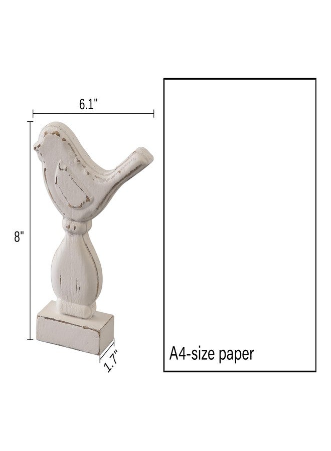 Sintosin Farmhouse Small Bird Figurines Home Decor for Shelf 6 X 8 Inch, Handmade Distressed White Wooden Decorative Birds Statue Table Decorations for Foyer Dining Room Living Room Bedroom - Image 2