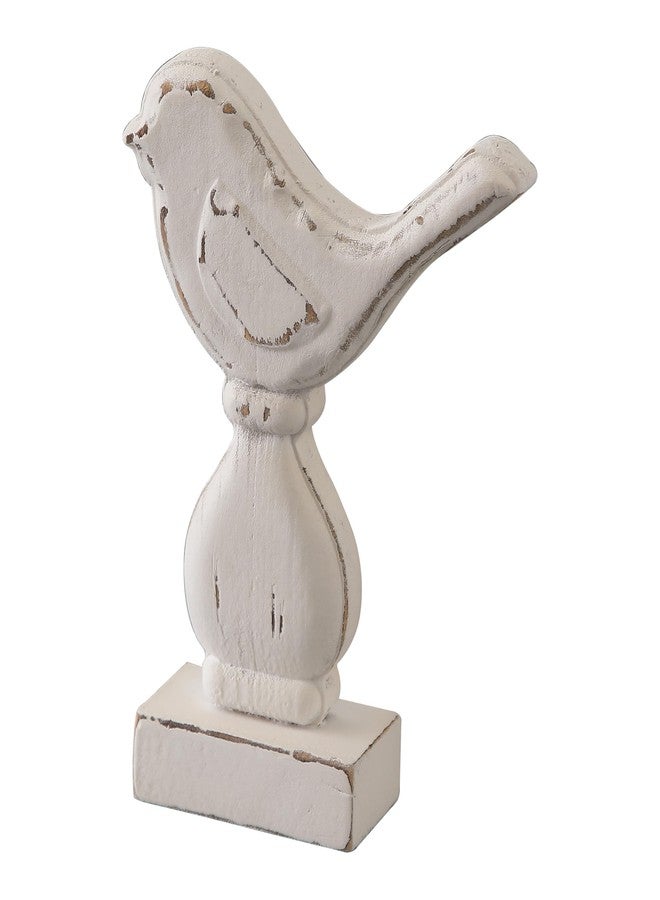 Sintosin Farmhouse Small Bird Figurines Home Decor for Shelf 6 X 8 Inch, Handmade Distressed White Wooden Decorative Birds Statue Table Decorations for Foyer Dining Room Living Room Bedroom - Image 1