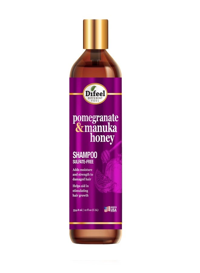 Difeel Pomegranate & Manuka Honey Sulfate-Free Shampoo 12 oz. - Strengthens & Moisturizes Damaged Hair - Image 1
