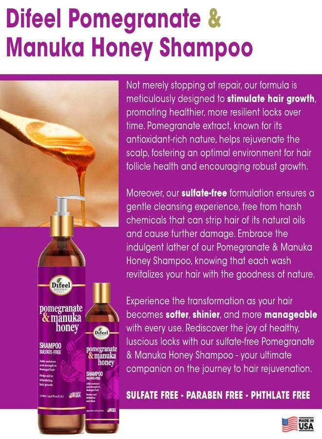 Difeel Pomegranate & Manuka Honey Sulfate-Free Shampoo 12 oz. - Strengthens & Moisturizes Damaged Hair - Image 4