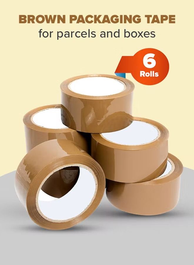 6 Rolls Packaging Tape 48mm x 20 Yard Brown