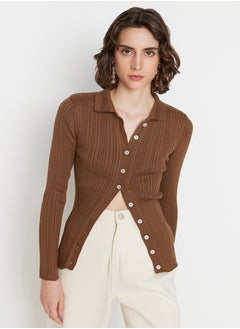 Brown Soft Textured Polo Neck Knitwear Cardigan TWOAW20HI0070 - pzsku/ZDC4459273CFBCA7B78AFZ/45/_/1730939977/959751a8-7ac1-4613-981f-7ea1f42ad7f7