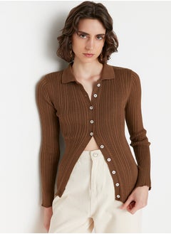 Brown Soft Textured Polo Neck Knitwear Cardigan TWOAW20HI0070 - pzsku/ZDC4459273CFBCA7B78AFZ/45/_/1730939985/5d40f858-125e-4d01-b4c6-caafd1435d22