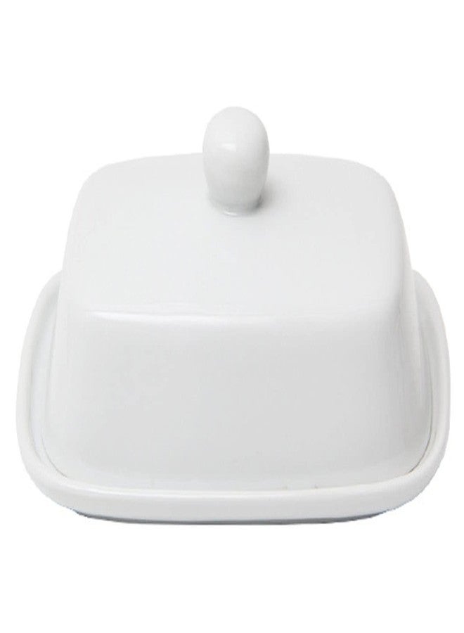Miecux Butter Dishwith Lid for Countertop, Ceramics Butter Keeper Holder With Airtight Cover,Butter Container for Counter or Fridge, White Butter Holder - Image 1