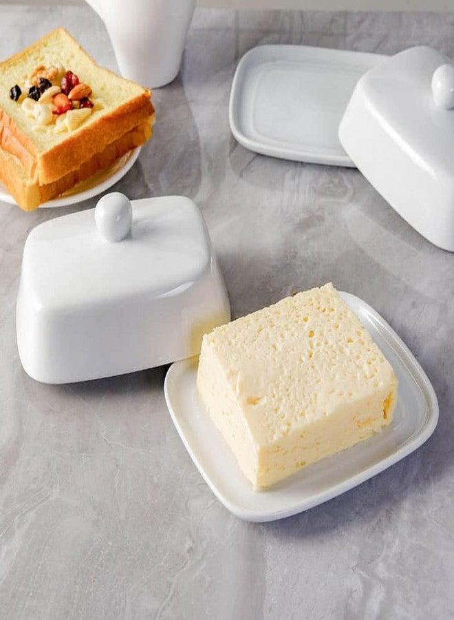 Miecux Butter Dishwith Lid for Countertop, Ceramics Butter Keeper Holder With Airtight Cover,Butter Container for Counter or Fridge, White Butter Holder - Image 4
