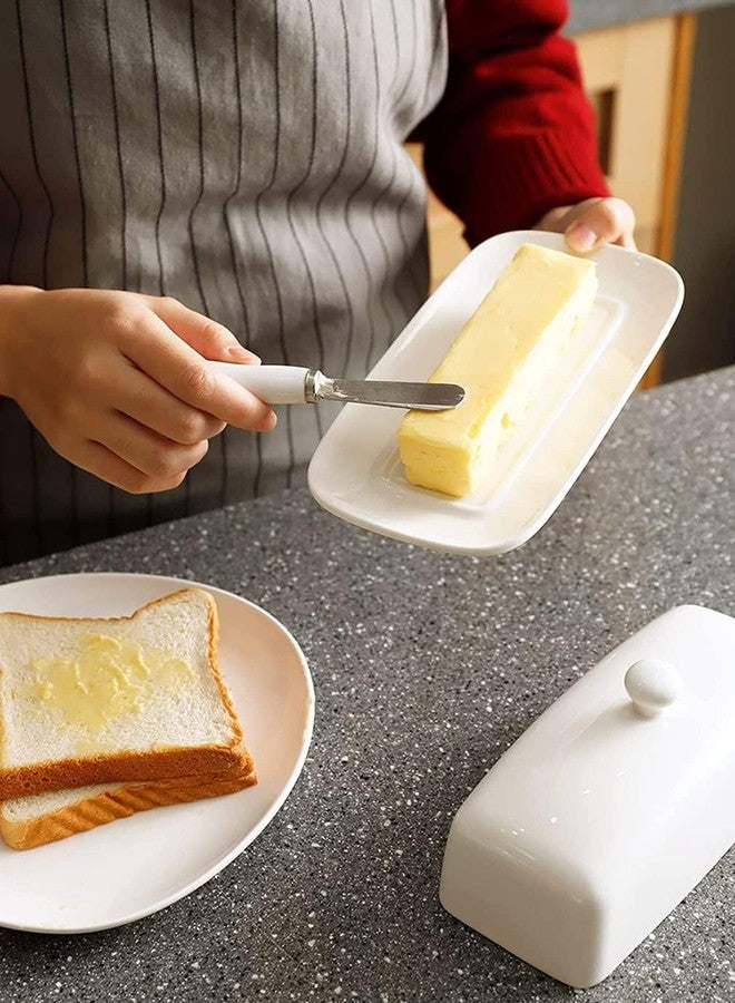 Miecux Butter Dishwith Lid for Countertop, Ceramics Butter Keeper Holder With Airtight Cover,Butter Container for Counter or Fridge, White Butter Holder - Image 5