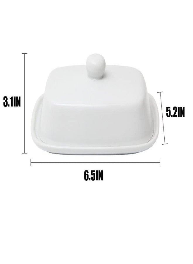 Miecux Butter Dishwith Lid for Countertop, Ceramics Butter Keeper Holder With Airtight Cover,Butter Container for Counter or Fridge, White Butter Holder - Image 2