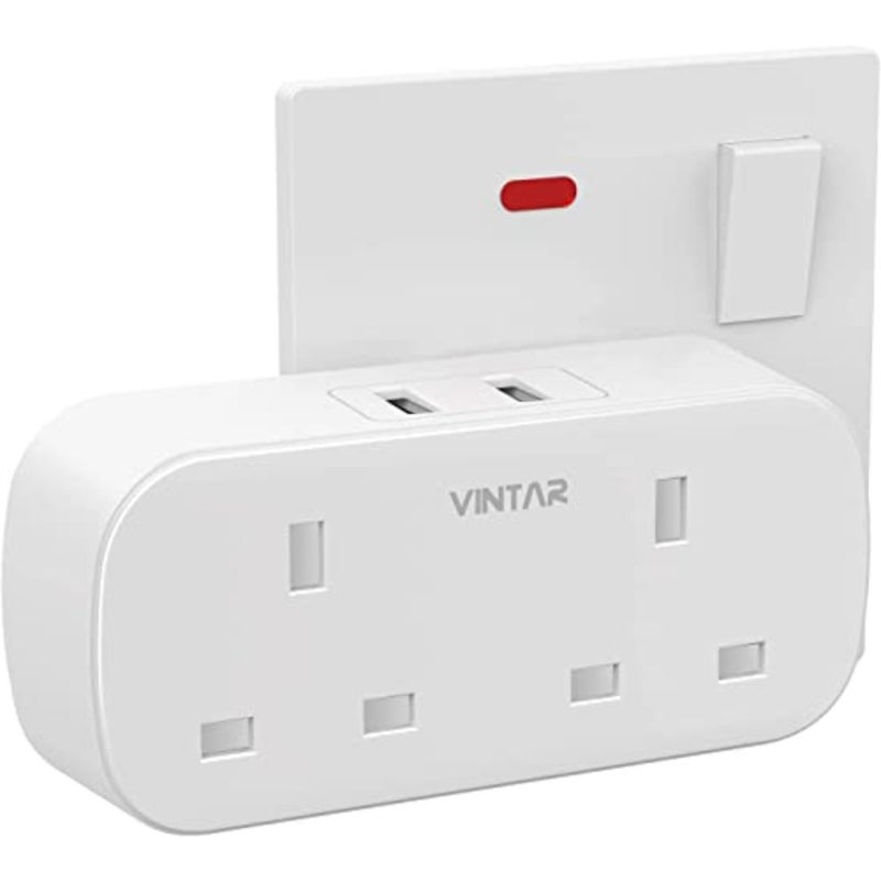 Double Plug Adapter with 2 USB Ports 2-Way Plug Extension Sockets Home Office Travel Use Compact Design 230V Compatible 3 PCS - Image 1