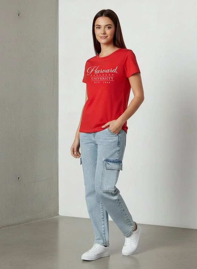 SP Characters Cotton T-shirt with Harvard University Embroidery