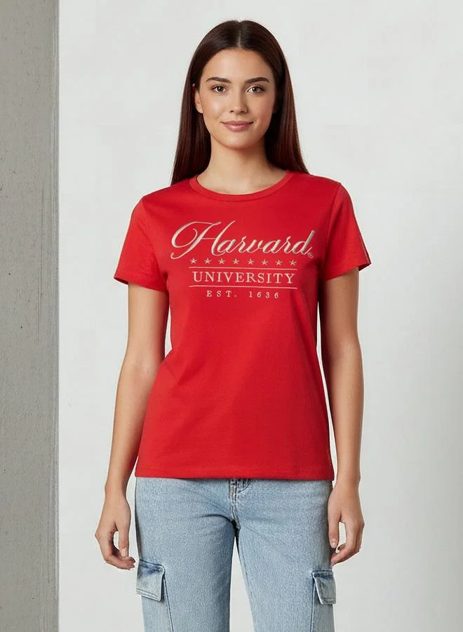 SP Characters Cotton T-shirt with Harvard University Embroidery