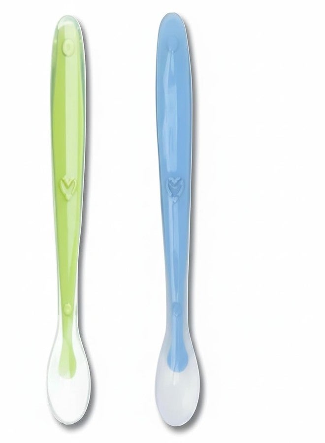Krido Baby Silicone Training Spoons, BPA-Free Soft-Tip Feeding Spoons for Self-Feeding, 16 cm Length, Multi-Color (2) - Image 1