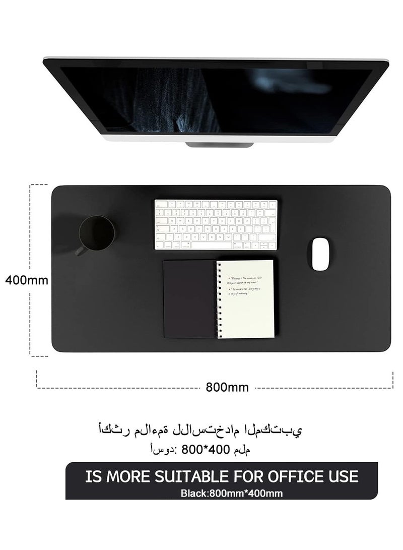 حصيرة مكتب غير قابلة للانزلاق، حصيرة فأرة، واقي مكتب مضاد للماء من الجلد الاصطناعي PVC، حصيرة كتابة للكمبيوتر المحمول سهلة التنظيف للعمل في المكتب/المنزل/للديكور (800 * 400 * 3 ملم) باللون الأسود - Image 5