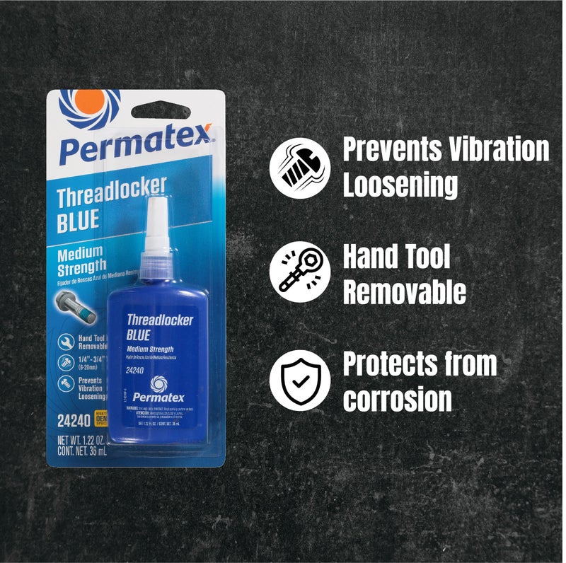 Permatex 24240 Threadlocker Blue Medium Strength,Thread Lock & Screw Glue for Bolts Nuts & Fasteners to Prevent Loosening & Corrosion, Removable with Hand Tools 36 ml - Image 3