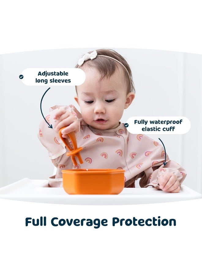 Tiny Twinkle Mess Proof Baby Bib,Waterproof Smock Baby Bib for Eating,Machine Washable Long Sleeve Bib,Baby Led Weaning,Toddler Bib,BLW Supplies(Boho Rainbow, Large 2-4 Years) - Image 4