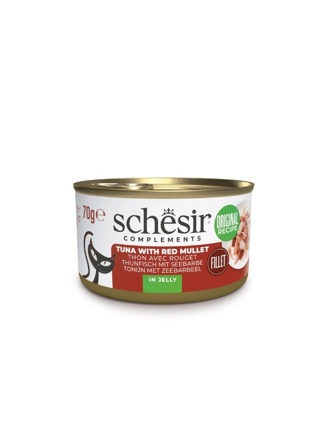 Schesir Complements Cat Wet Food  in Jelly Can- Tuna With Red Mullet 6x70g [6 Cans] - Image 2