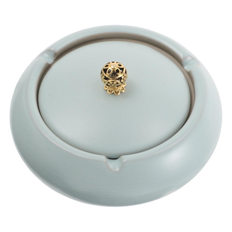 Ceramic Ashtray with Lid Windproof Smellproof for Indoor Outdoor Home Office Use - Image 2