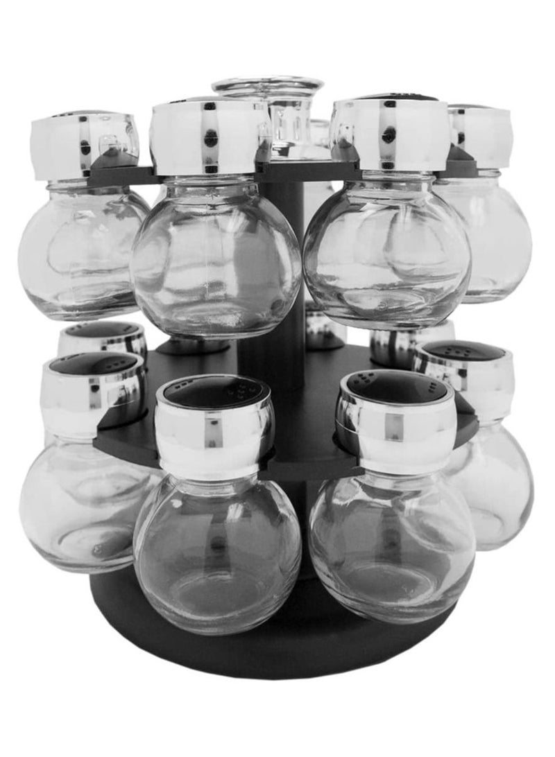 DubaiGallery حامل توابل دوار 16 قطعة لتنظيم الأعشاب والتوابل في المطبخ - Image 4