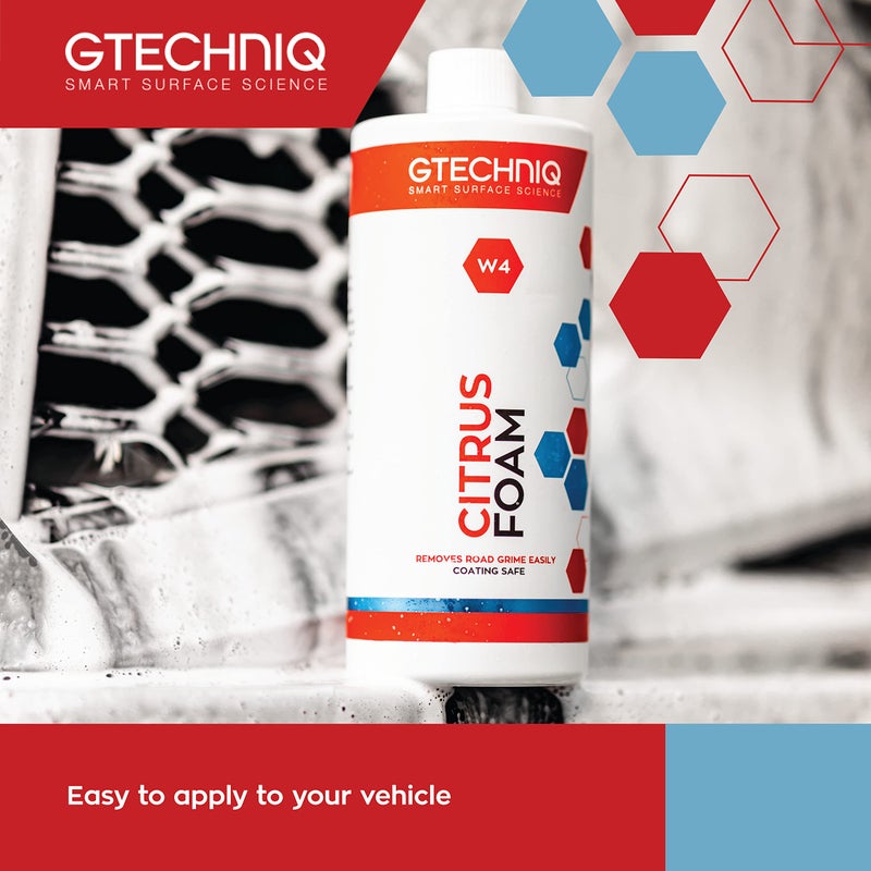Gtechniq W4 Citrus Foam Shampoo and Degreaser for Cars 1L | Removes Road Grime and Enhances Shine, Non-Caustic Formula, Easy to Apply - Image 4