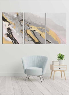 LOWHA Set Of 3 Framed Canvas Wall Arts Stretched Over Wooden Frame, Abstract Murals Paintings, For Home, Living Room, Office Decor  - Image 2