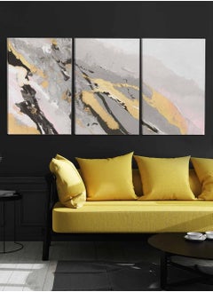 LOWHA Set Of 3 Framed Canvas Wall Arts Stretched Over Wooden Frame, Abstract Murals Paintings, For Home, Living Room, Office Decor  - Image 3