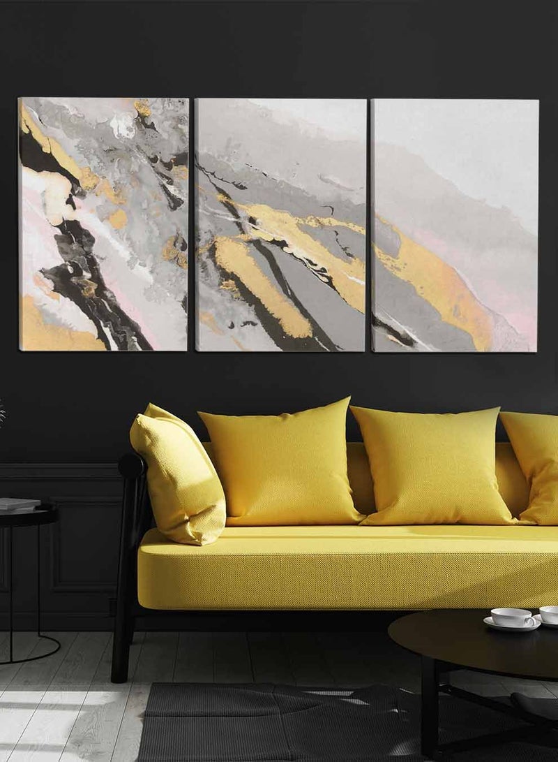 Set Of 3 Framed Canvas Wall Arts Stretched Over Wooden Frame, Abstract Murals Paintings, For Home, Living Room, Office Decor