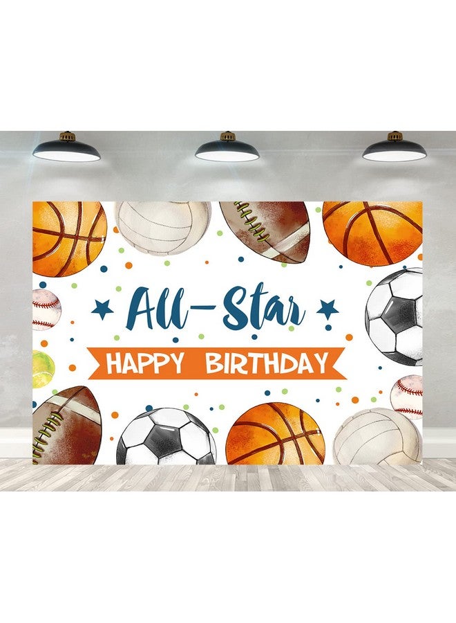 Ticuenicoa 5×3Ft Sports Birthday Backdrop All Star Boys Football Basketball Baseball Kids Birthday Background Kids Sports Theme Birthday Party Banner Wall Decorations Props - Image 1