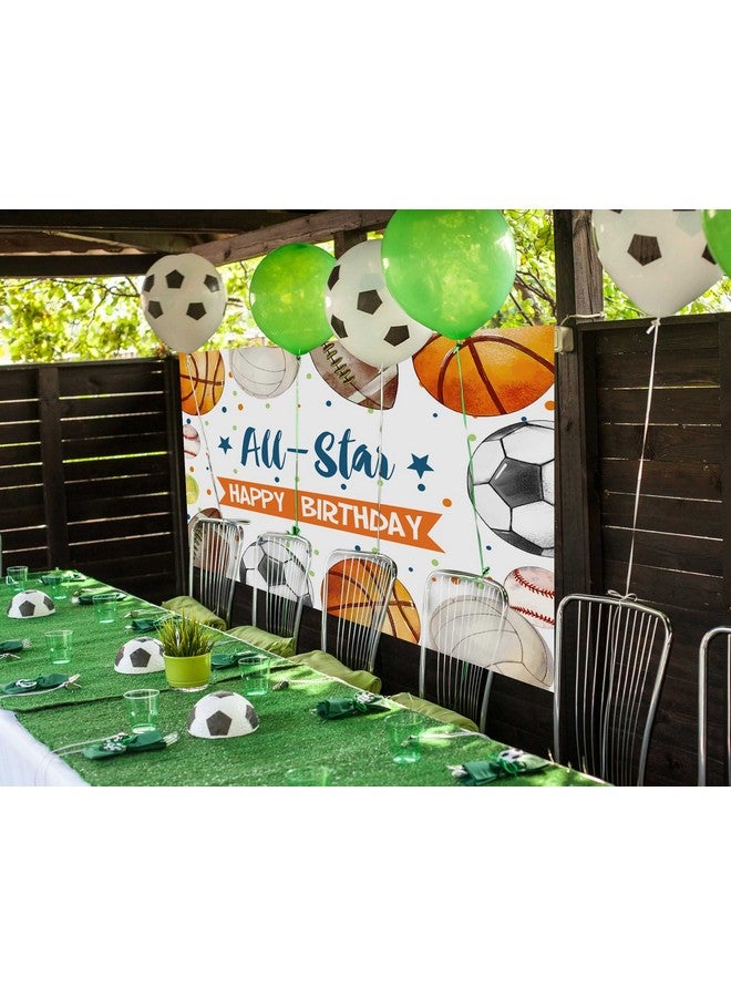 Ticuenicoa 5×3Ft Sports Birthday Backdrop All Star Boys Football Basketball Baseball Kids Birthday Background Kids Sports Theme Birthday Party Banner Wall Decorations Props - Image 2